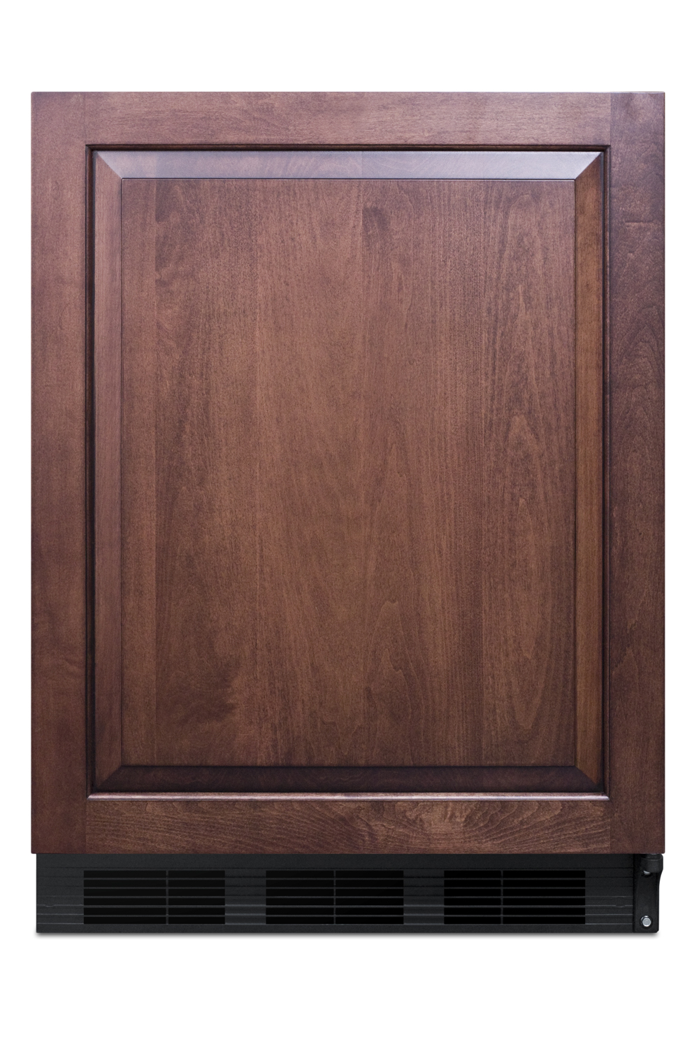 Built-in undercounter refrigerator-freezer for residential use, cycle defrost with a deluxe interior, panel-ready door, and black cabinet